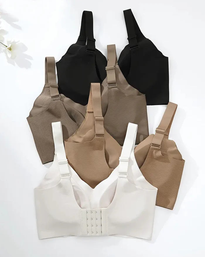 Sujetador sin aros ajustable de cuatro filas de color liso para mujer