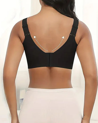 Sujetador sin aros ajustable de cuatro filas de color liso para mujer