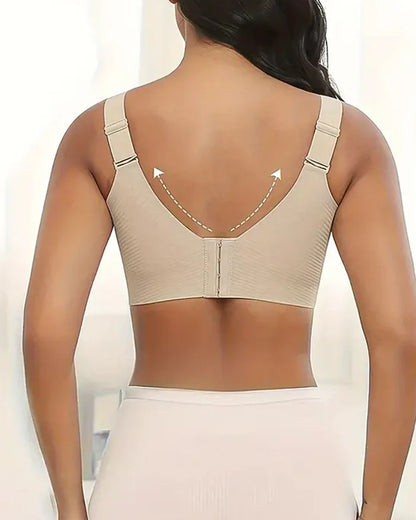 Sujetador sin aros ajustable de cuatro filas de color liso para mujer
