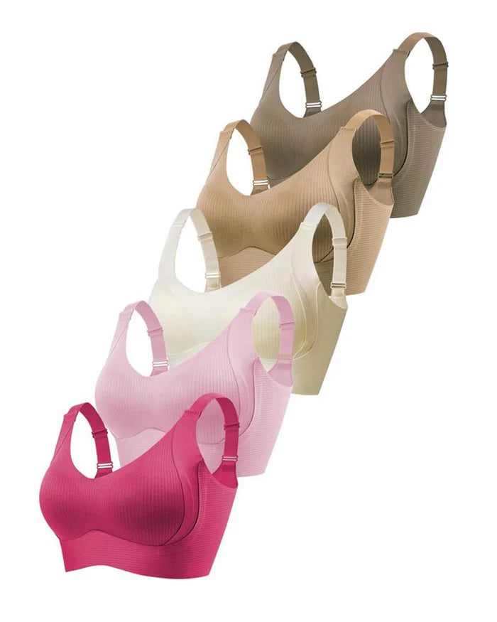 Sujetador sin aros ajustable de cuatro filas de color liso para mujer