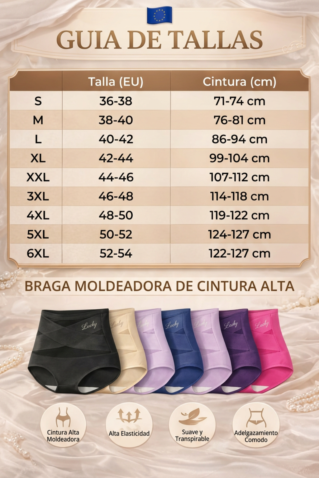 Braguitas moldeadoras sin costuras de talle alto con control de abdomen (paquete de 3/5/8)