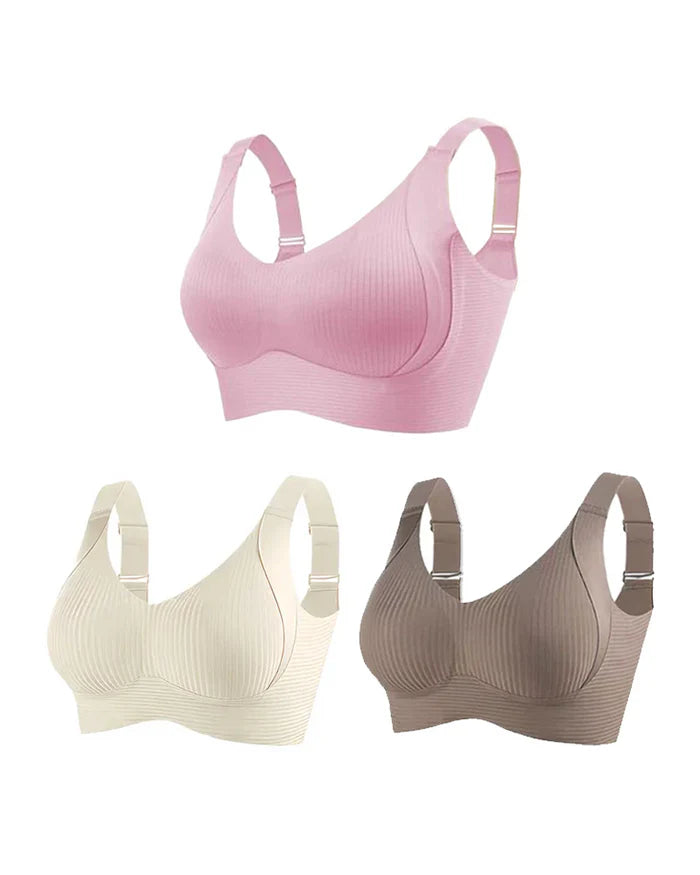 Sujetador sin aros ajustable de cuatro filas de color liso para mujer