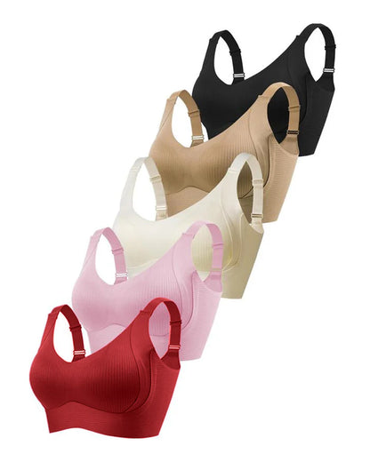 Sujetador sin aros ajustable de cuatro filas de color liso para mujer