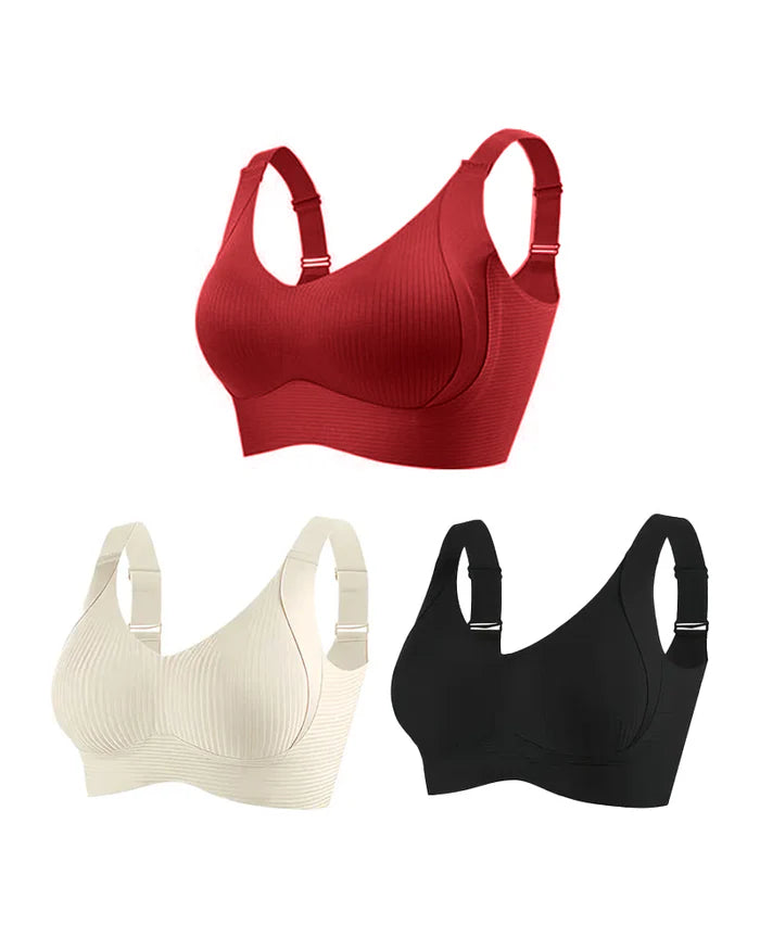 Sujetador sin aros ajustable de cuatro filas de color liso para mujer