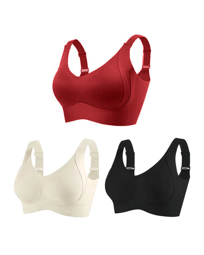 Sujetador sin aros ajustable de cuatro filas de color liso para mujer