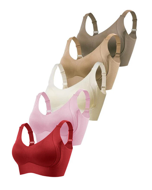 Sujetador sin aros ajustable de cuatro filas de color liso para mujer