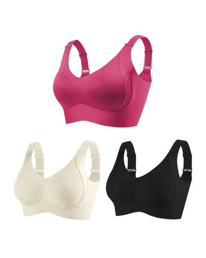 Sujetador sin aros ajustable de cuatro filas de color liso para mujer